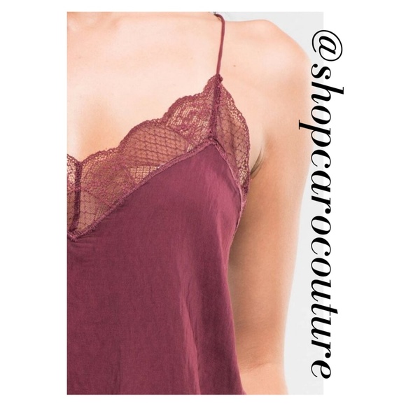 LOVESTITCH Lingerie Inspired Camisole Strappy Tank, NWT - BURGUNDY - Picture 2 of 8